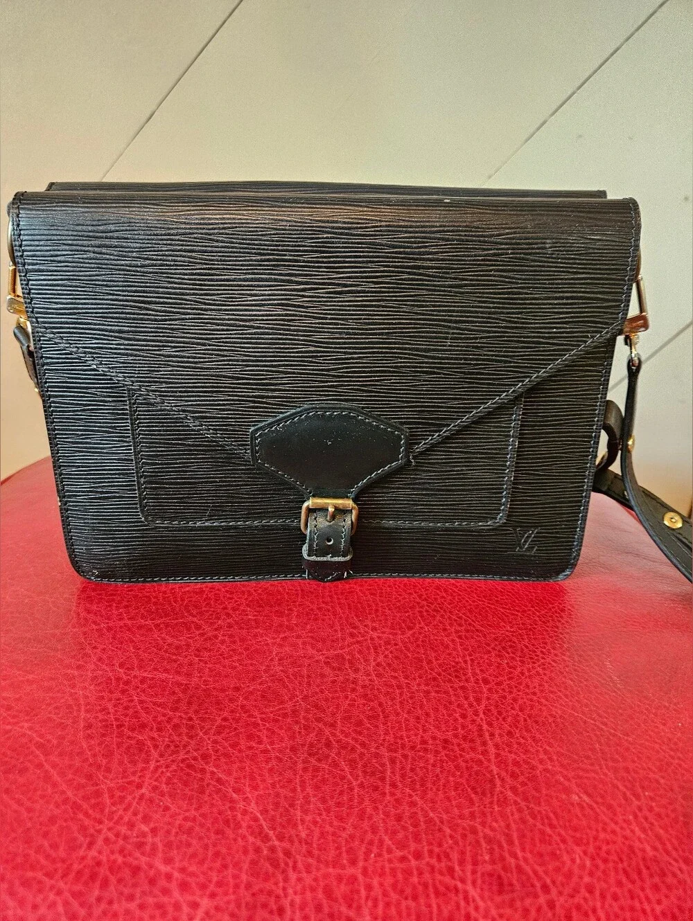 Louis Vuitton Black Epi Leather Monceau  Bag with Gold Hardware